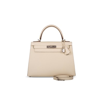 HERMES KELLY 28 SELLIER EPSOM PALLADIUM HARDWARE (28*22*10cm)